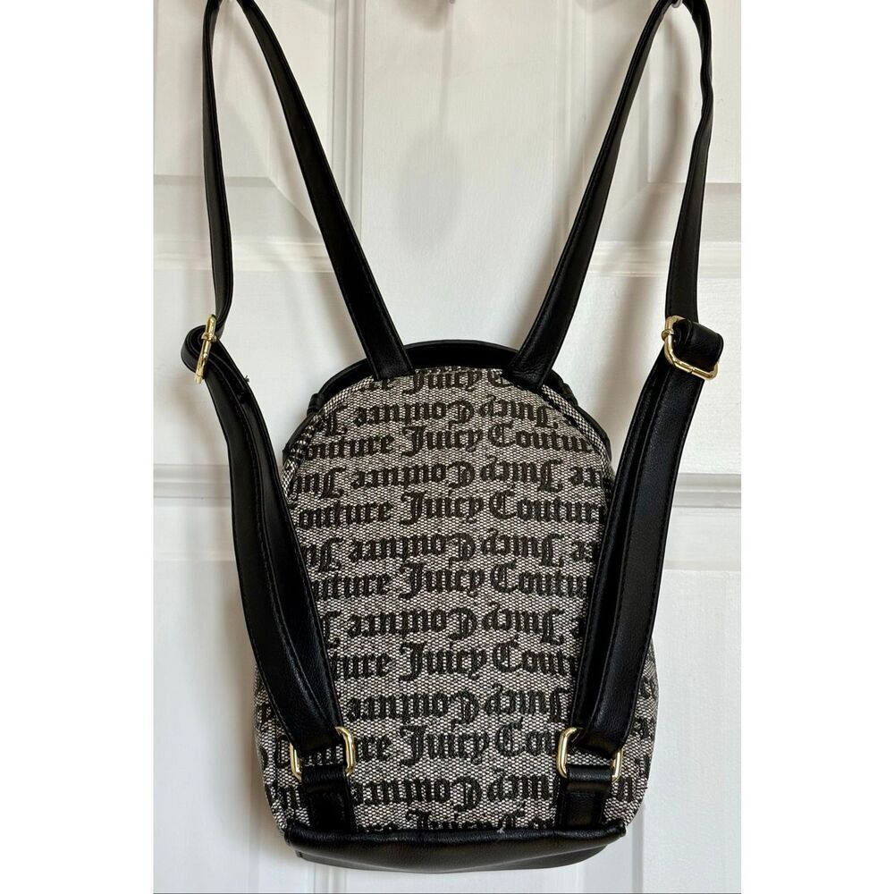 JUICY COUTURE Mini Backpack & Card Case/Grey & Black Faux Leather/Gothic Status - Picture 4 of 13